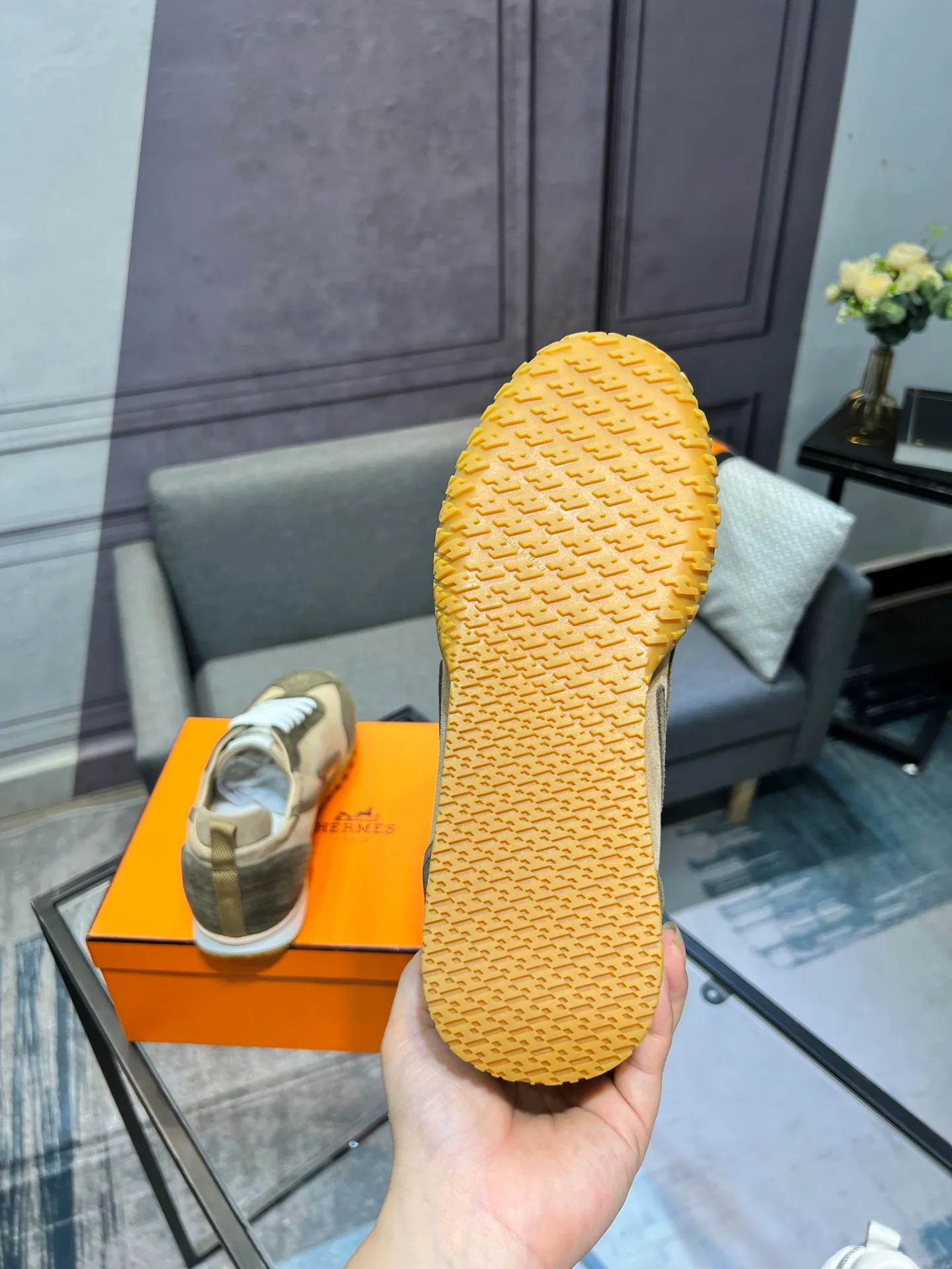 Men's shoes 💰700 [HERMES] Hermès - High-end quality original order 🔍🔍 - Upper: 🔝 cowhide suede splicing design - Inner lining: imported mixed sheepskin - Outsole: TPR foam · Rubber: two-color combined molding outsole - Super high quality control · Fine workmanship: highlighted (high-end, luxury, grade) -Size: 38-44 (45, 46, can be customized)
